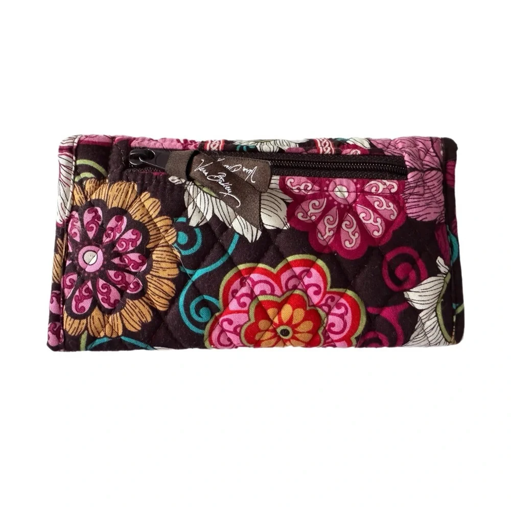 Vera Bradley Symphony In Hue Tab Wallet Retired Floral Pattern 8” Boho Hippie - Picture 2 of 3